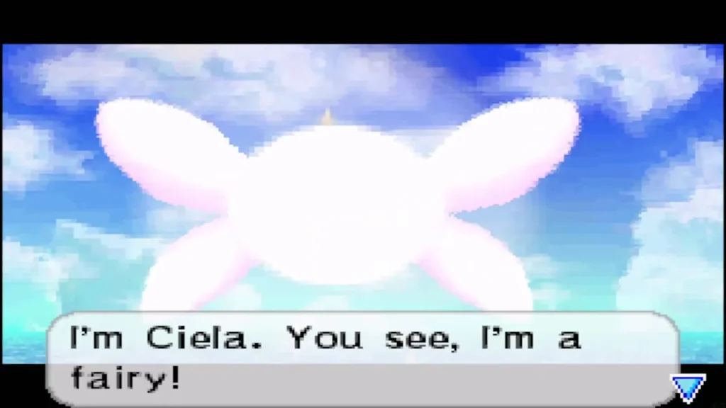 The fairy Ciela introduces herself to Link on the beach The fairy Ciela introduces herself to Link on the beach