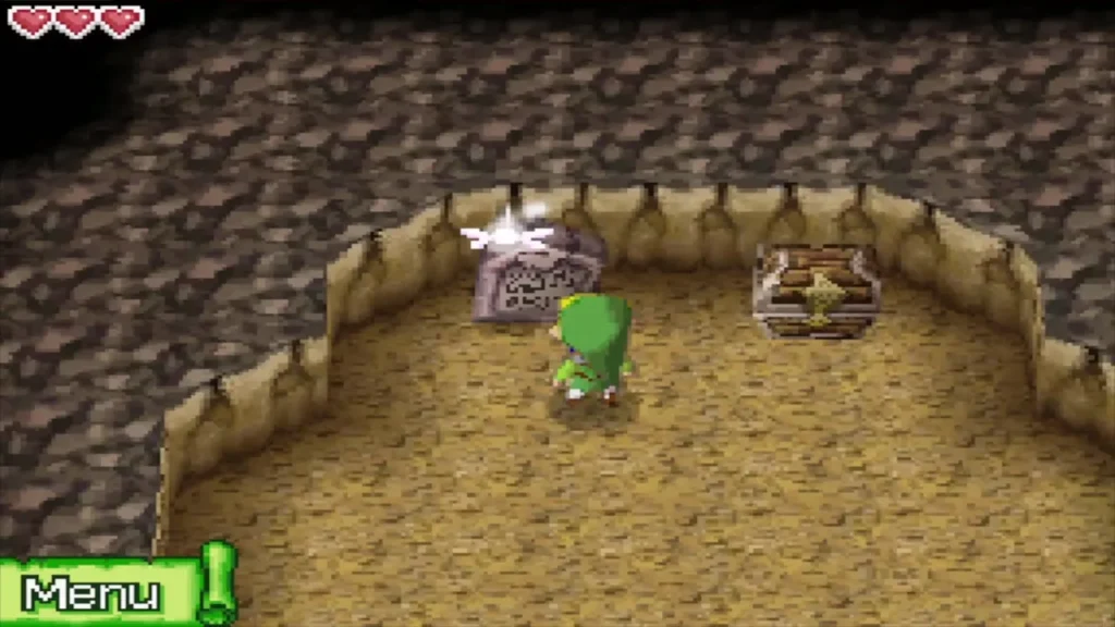 Link approaching the treasure chest in the side room Link approaching the treasure chest in the side room