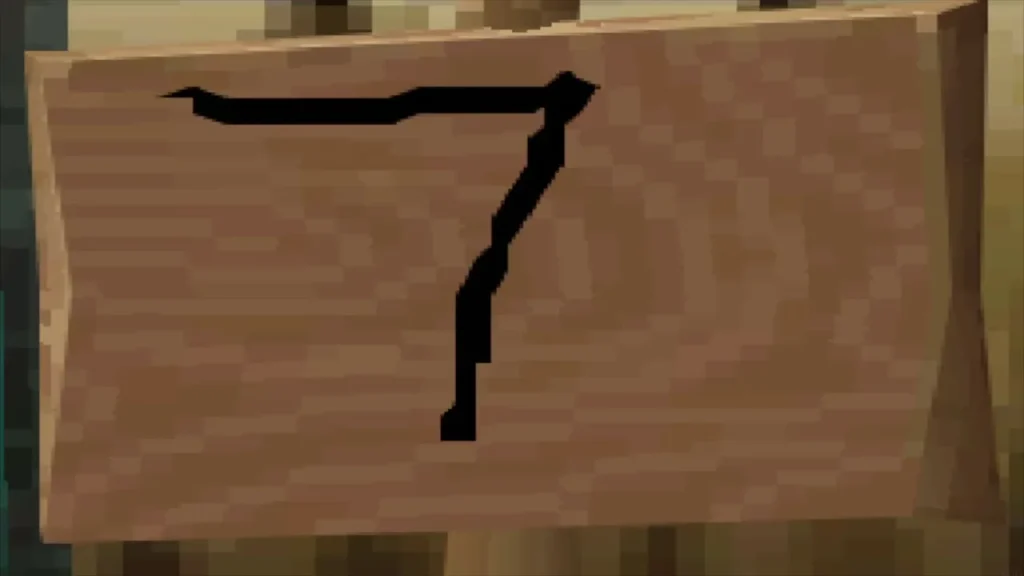 The wooden sign with a 7 drawn on it The wooden sign with a 7 drawn on it