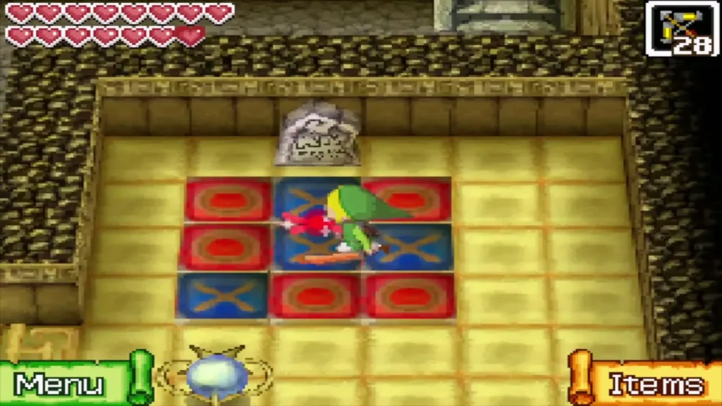 Link on the B1 tile grid next to the arrow aimer Link on the B1 tile grid next to the arrow aimer