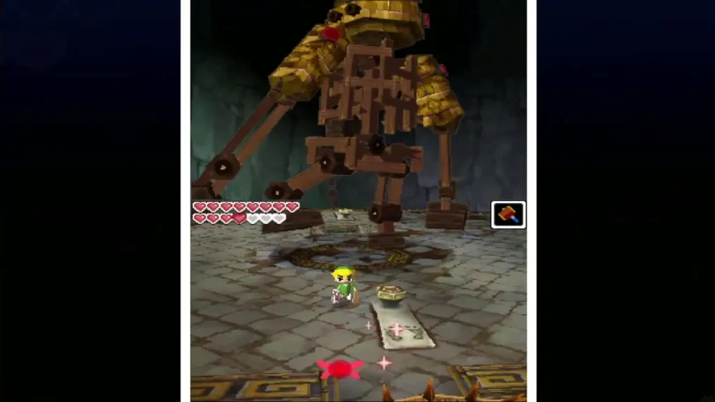 Eox's wooden frame swaying while Link waits by a catapult Eox's wooden frame swaying while Link waits by a catapult