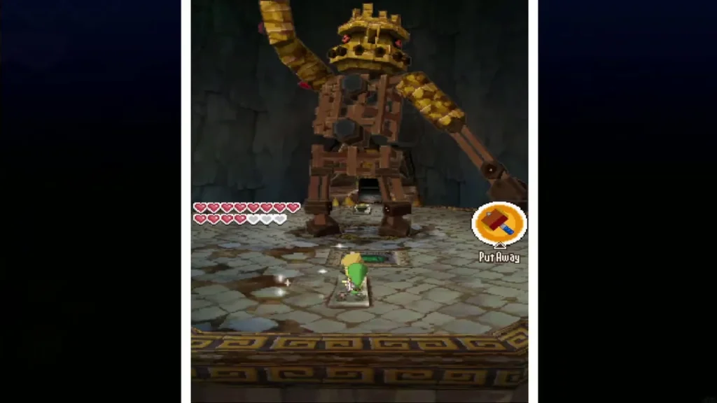 Link flying toward the bare wooden frame of Eox Link flying toward the bare wooden frame of Eox