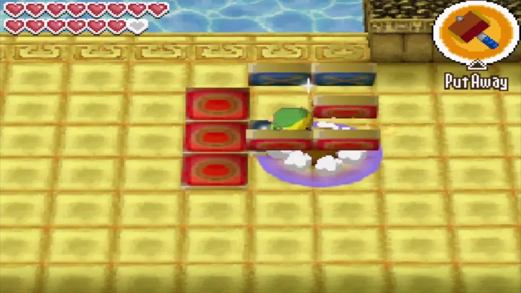 Tiles flipping over as Link brings down the Hammer Tiles flipping over as Link brings down the Hammer