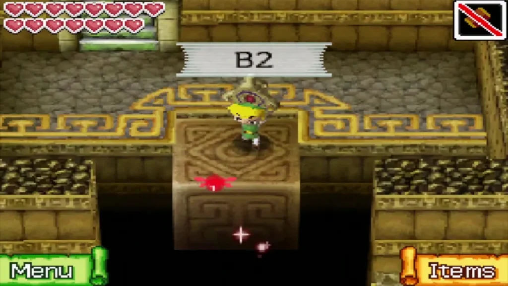 Link carrying the Boss Key on the moving platform on B2 Link carrying the Boss Key on the moving platform on B2