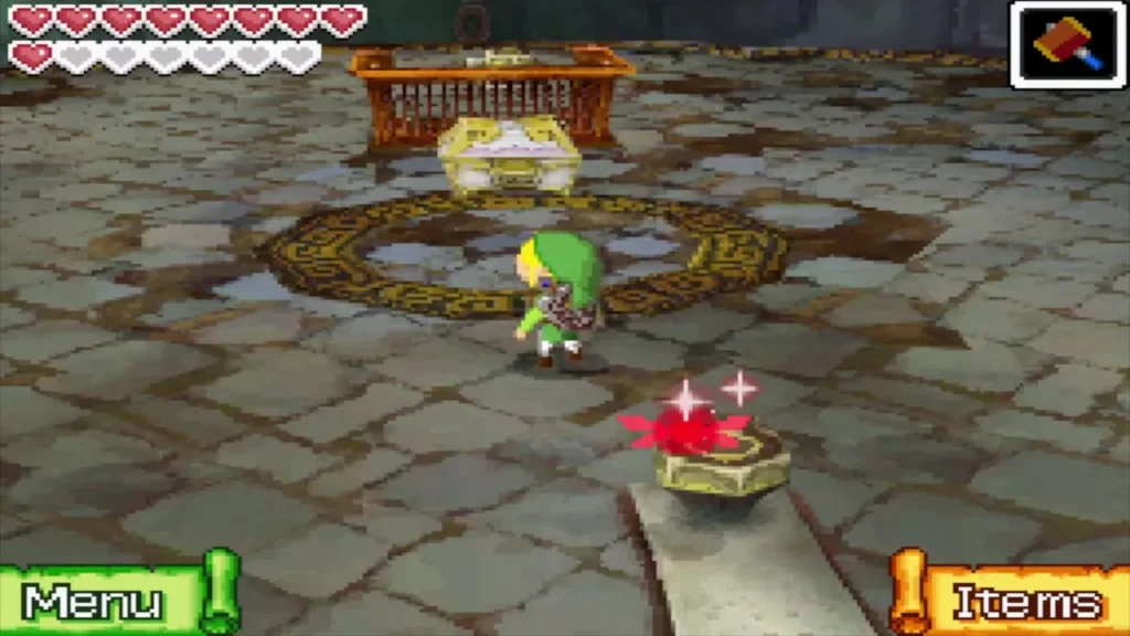Link walking toward the chest on the purple carpet Link walking toward the chest on the purple carpet