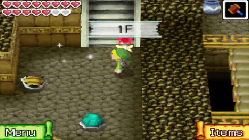 Link on 1F of the temple with shelled Terrorpins nearby Link on 1F of the temple with shelled Terrorpins nearby