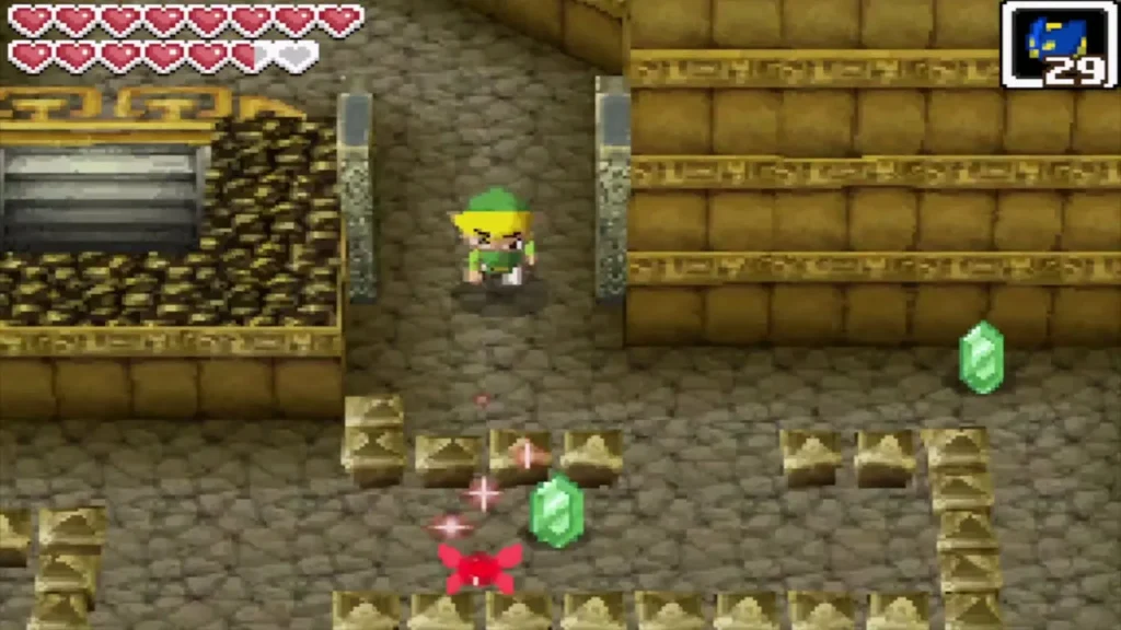Link at the start of the stone maze on the temple's second floor Link at the start of the stone maze on the temple's second floor