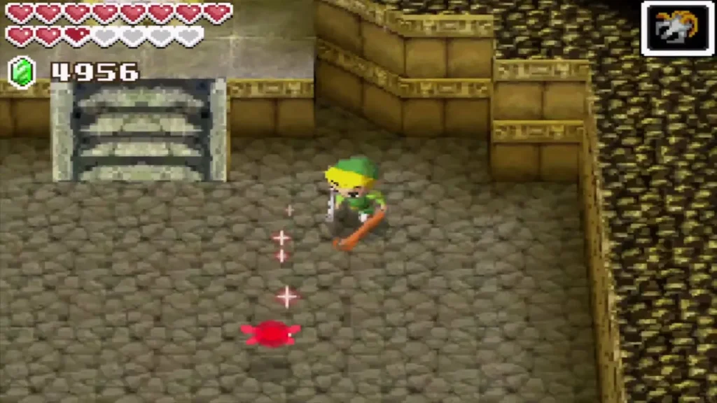 Link fighting a Rupee-Like in the room on the third floor Link fighting a Rupee-Like in the room on the third floor