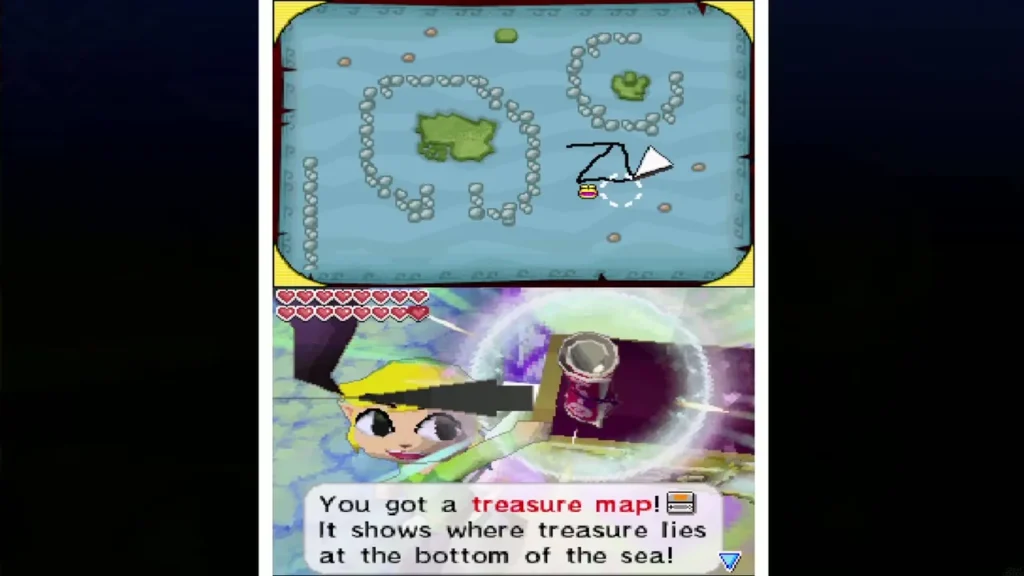Link holding up a Treasure Map from the timed chest on B12