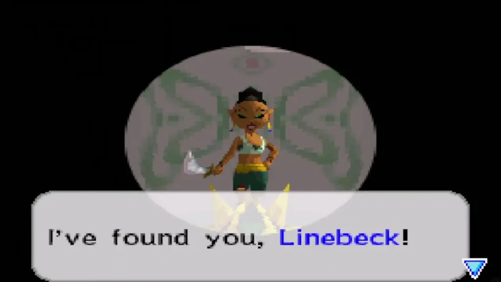 Jolene appearing in a cutscene and declaring she has found Linebeck