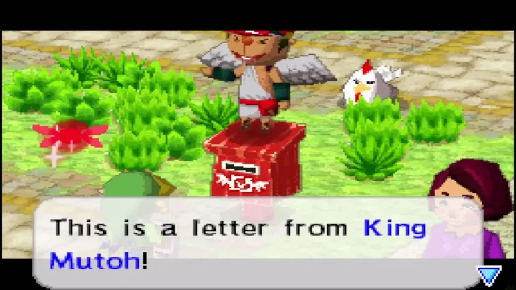 The Cobble Kingdom messenger on the red mailbox announcing a letter from King Mutoh