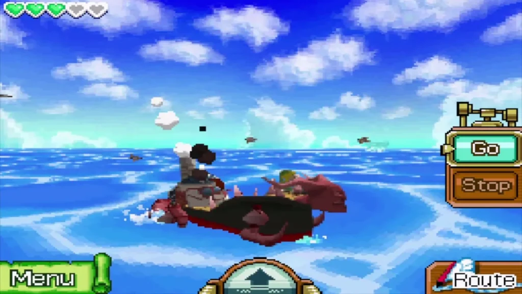 The S.S. Linebeck sailing across the sea toward Zauz's Island