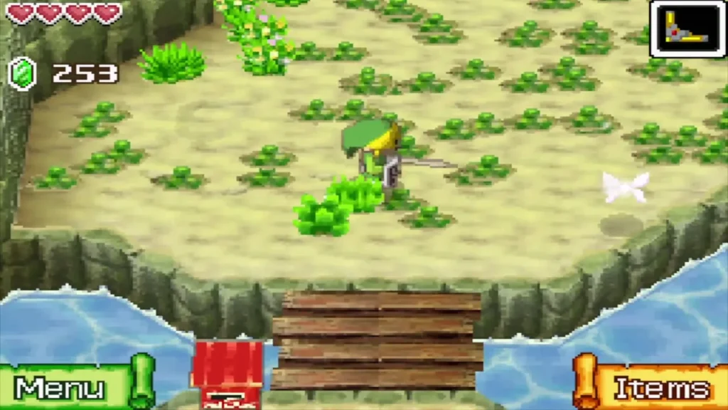 Link on Spirit Island beside the channel and wooden bridge