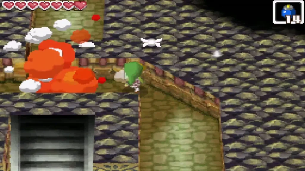 Link bombing a cracked wall on 3F Link bombing a cracked wall on 3F