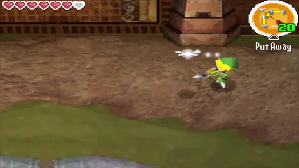 Link drawing his bow in the Crayk arena Link drawing his bow in the Crayk arena