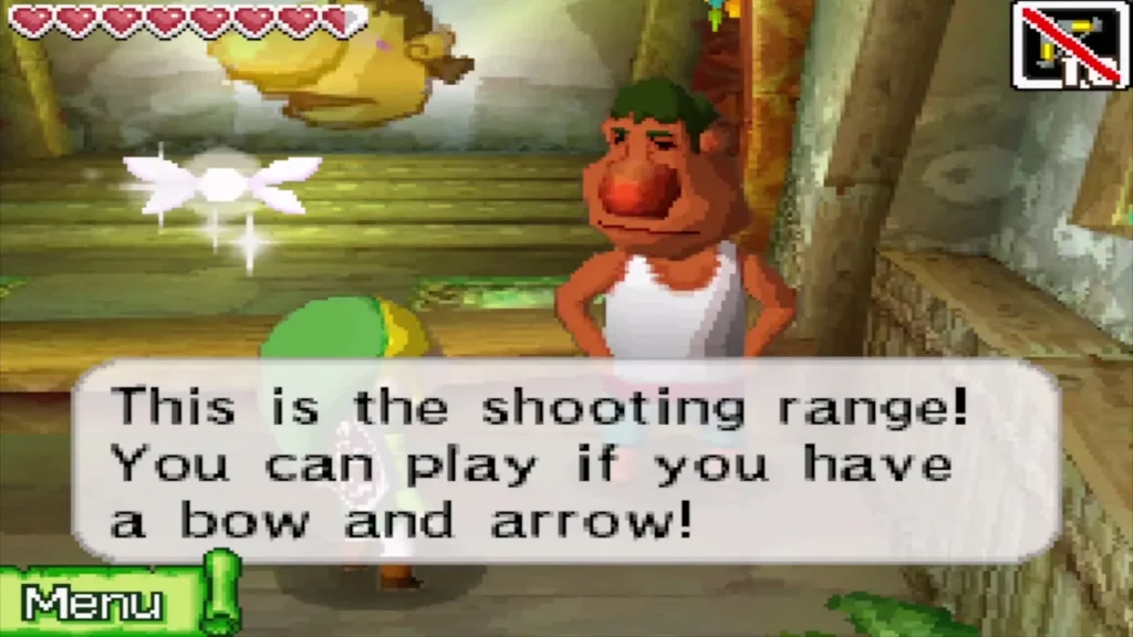 Romanos in the Molida hut explaining that you need a bow to play the shooting range Romanos in the Molida hut explaining that you need a bow to play the shooting range