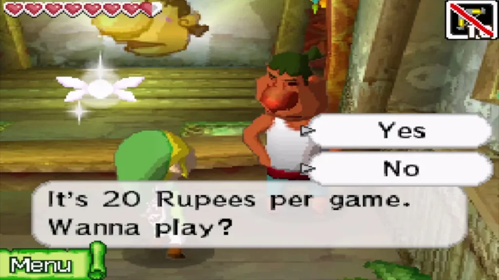 Romanos asking whether Link wants to play for 20 Rupees a game Romanos asking whether Link wants to play for 20 Rupees a game