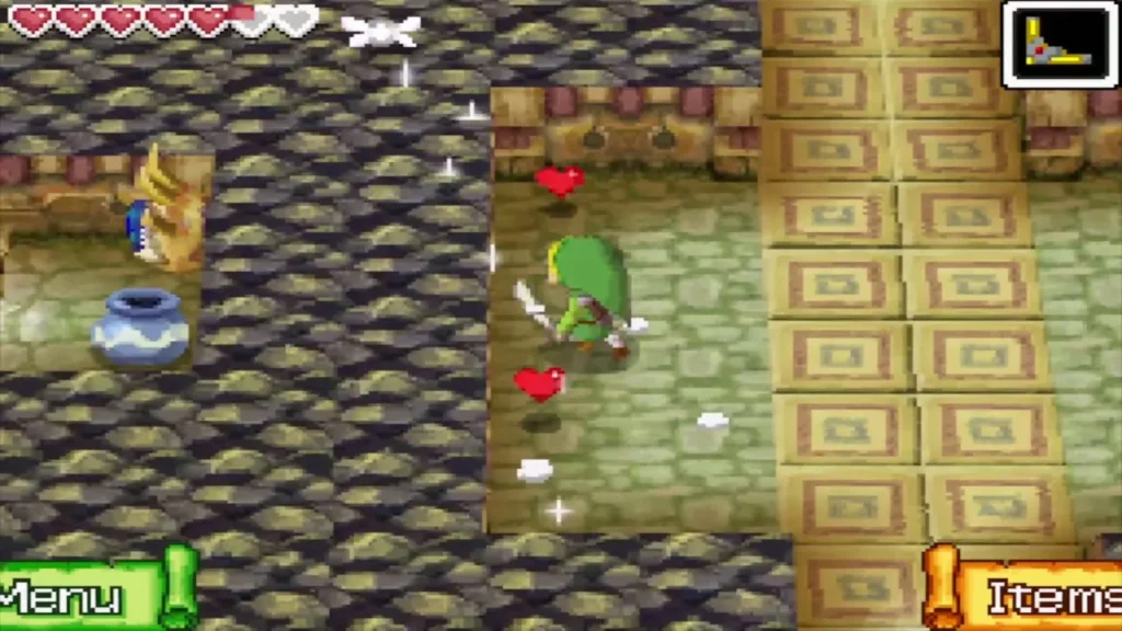 Link walking a corridor on the first floor of the temple Link walking a corridor on the first floor of the temple