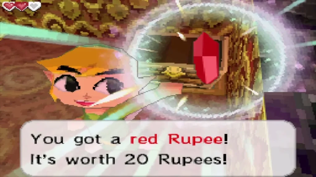 Link holding up a red Rupee worth 20 Rupees Link holding up a red Rupee worth 20 Rupees