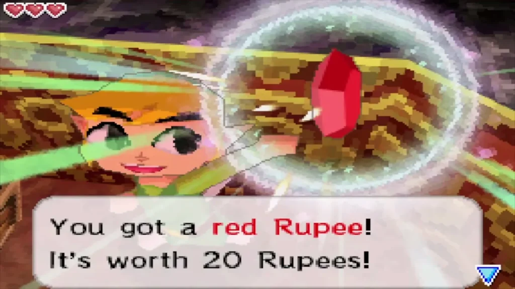 Link holding up a red Rupee worth 20 Rupees Link holding up a red Rupee worth 20 Rupees