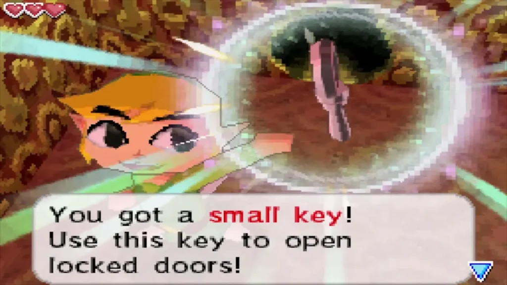 Link holding up the second small key Link holding up the second small key