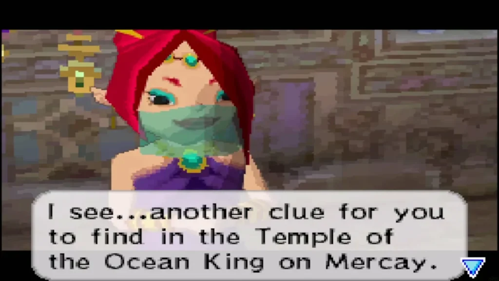 Astrid pointing to another clue in the Temple of the Ocean King on Mercay Astrid pointing to another clue in the Temple of the Ocean King on Mercay