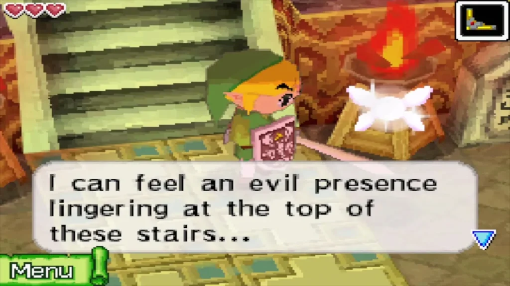 Ciela warning of an evil presence at the top of the stairs Ciela warning of an evil presence at the top of the stairs
