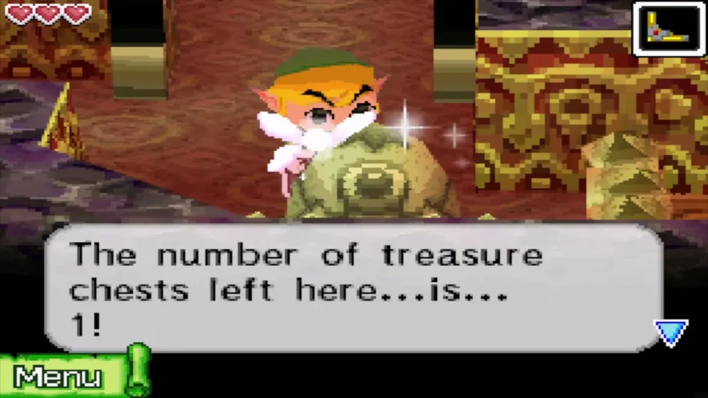The statue saying one treasure chest is left on this floor The statue saying one treasure chest is left on this floor