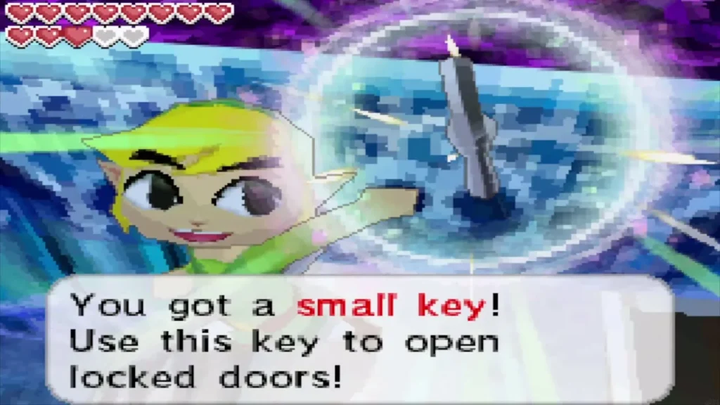 Link holding up a small key with the full You got a small key box Link holding up a small key with the full You got a small key box