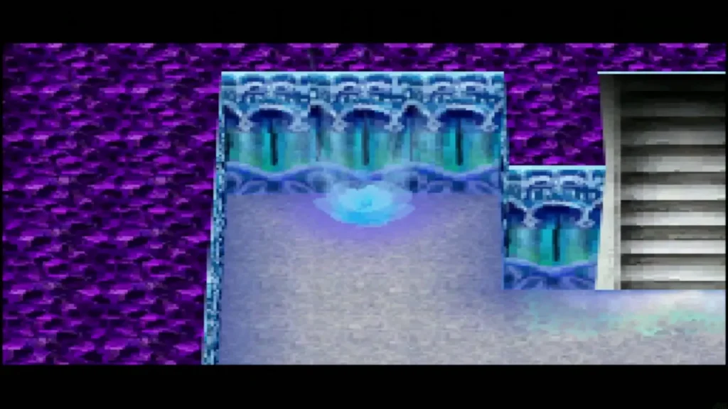 The blue warp light beside the stairs up to the boss The blue warp light beside the stairs up to the boss