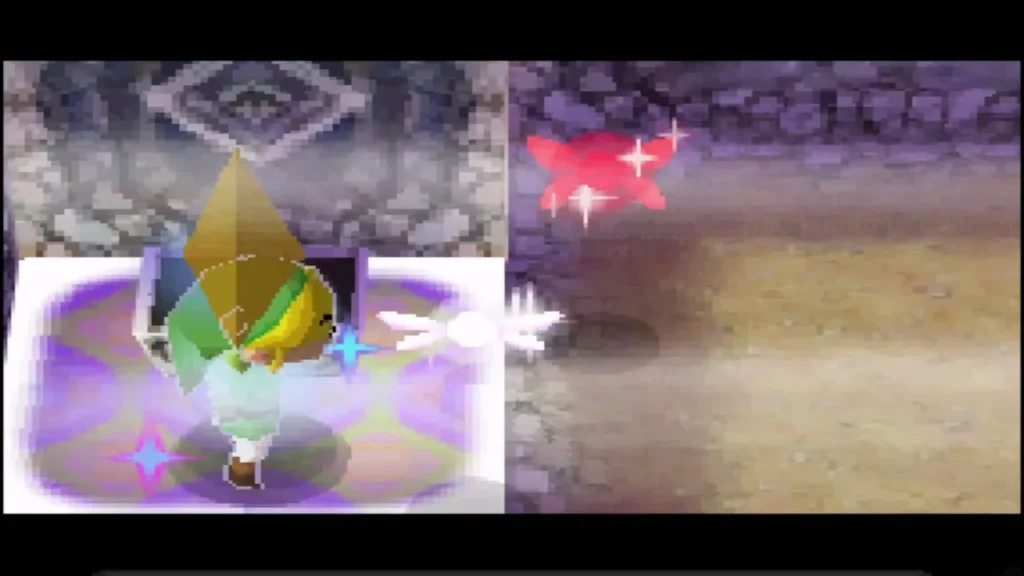 Link lifting the first Force Gem out of the chest Link lifting the first Force Gem out of the chest