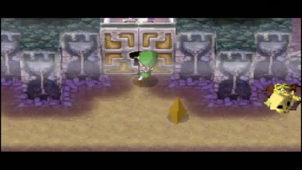 A Force Gem left on the floor as a Phantom lurks at the edge near Link A Force Gem left on the floor as a Phantom lurks at the edge near Link