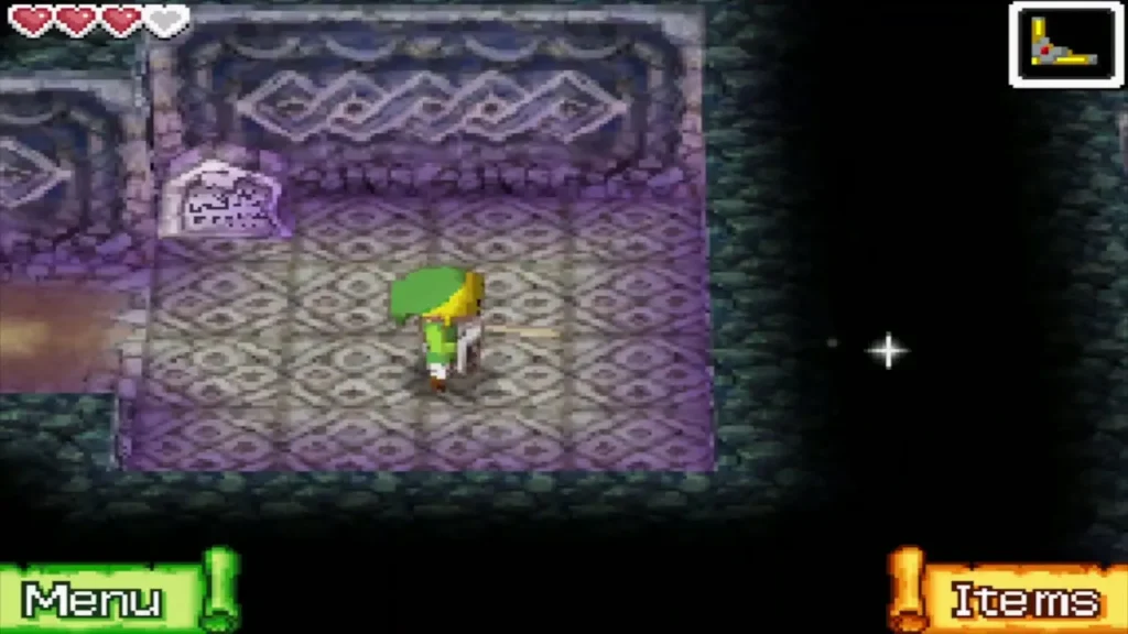 Link walking across the calm Checkpoint Chamber floor Link walking across the calm Checkpoint Chamber floor