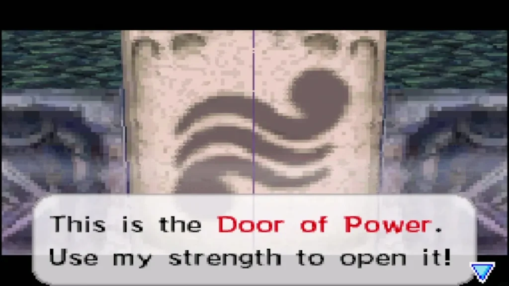 Leaf at the carved Door of Power offering to use her strength to open it Leaf at the carved Door of Power offering to use her strength to open it
