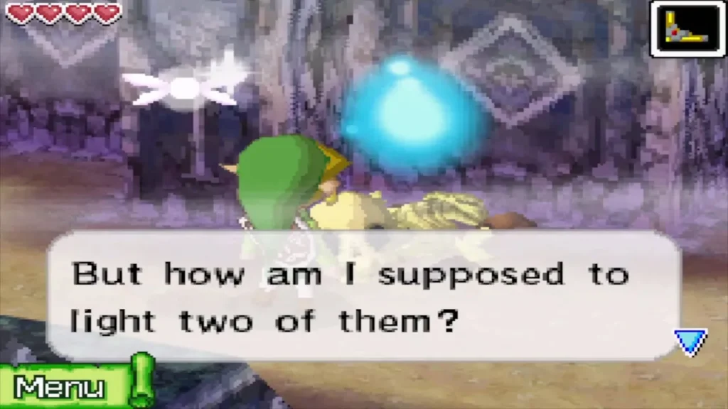 Link wondering how he is supposed to light two torches Link wondering how he is supposed to light two torches