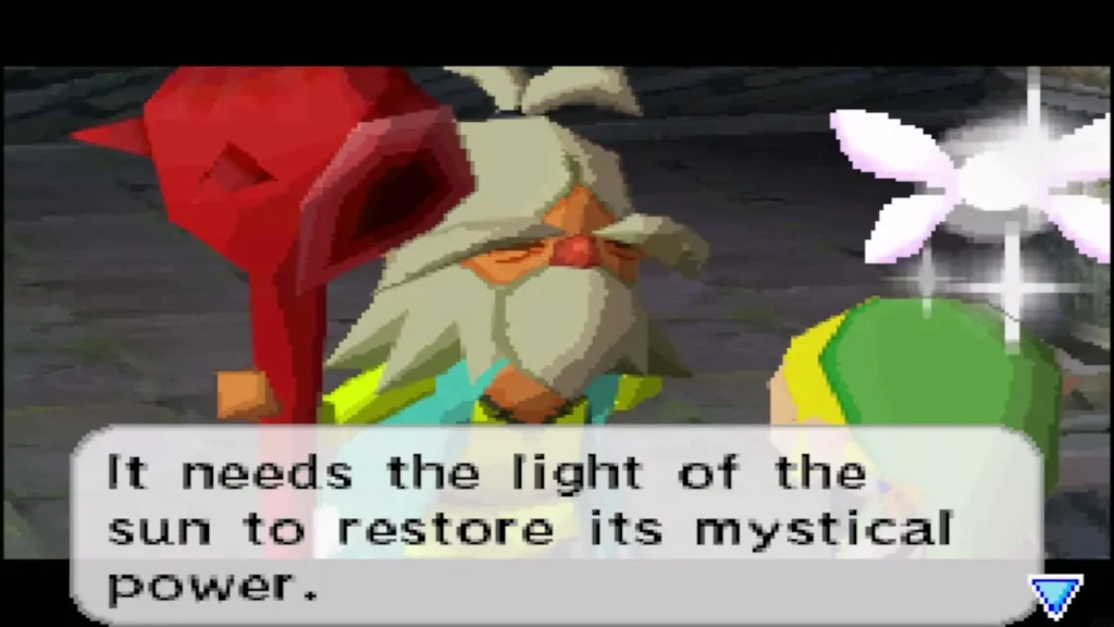 Oshus explaining that the hourglass needs sunlight to restore its power Oshus explaining that the hourglass needs sunlight to restore its power