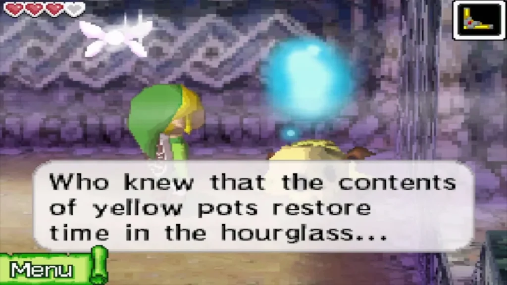 A message about yellow pot contents restoring time in the hourglass A message about yellow pot contents restoring time in the hourglass