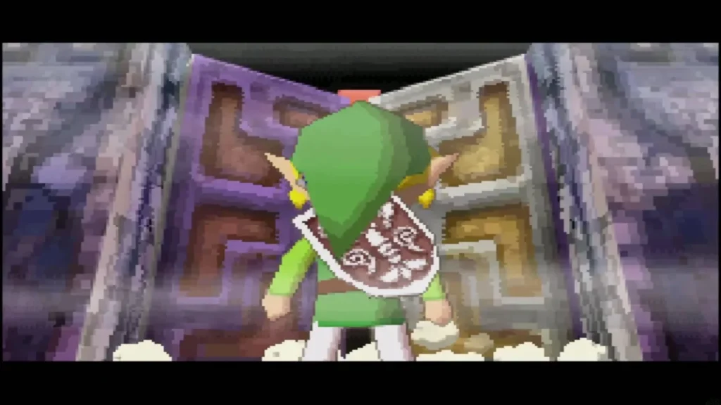Link faces the large double door on B2 Link faces the large double door on B2