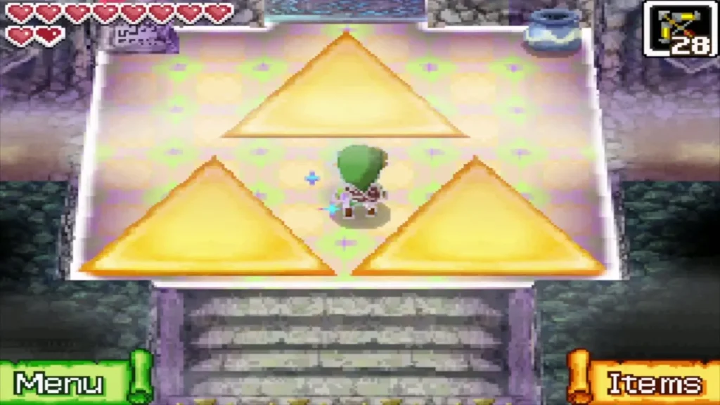 All three golden triangles lit in the B3 safe zone above the stairs All three golden triangles lit in the B3 safe zone above the stairs