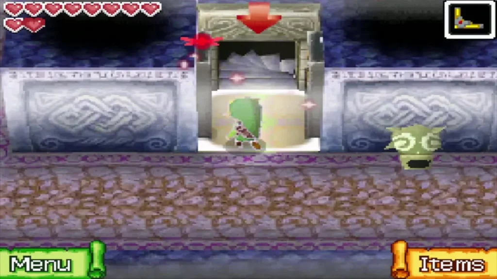 Link reaches the stairs down at the end of B4 Link reaches the stairs down at the end of B4