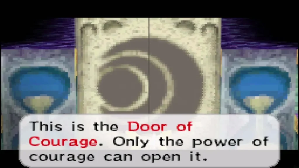The sealed Door of Courage with its message about courage opening it The sealed Door of Courage with its message about courage opening it