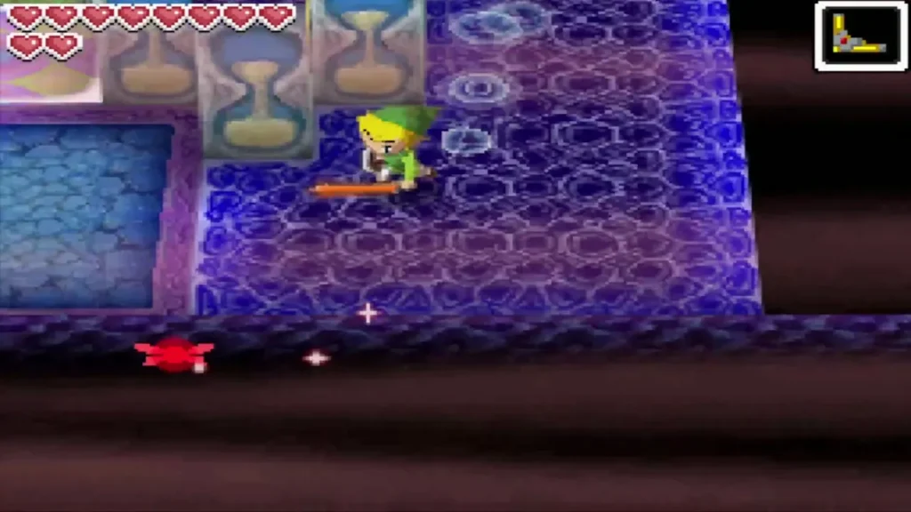 Link walking across the invisible bridge on B8 over the dark chasm Link walking across the invisible bridge on B8 over the dark chasm