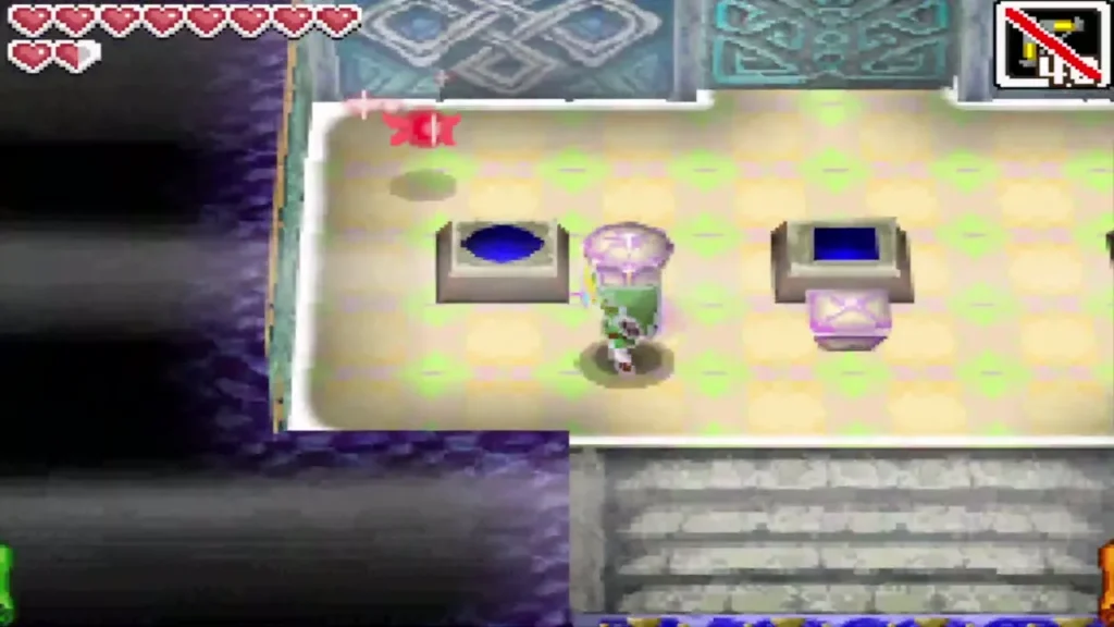 Link carrying a crystal toward the pedestals in the safe zone on B9 Link carrying a crystal toward the pedestals in the safe zone on B9