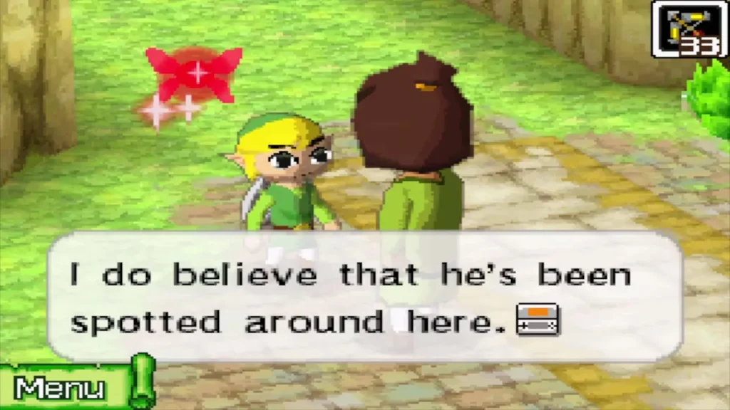 The villager says the giant golden frog has been spotted nearby The villager says the giant golden frog has been spotted nearby
