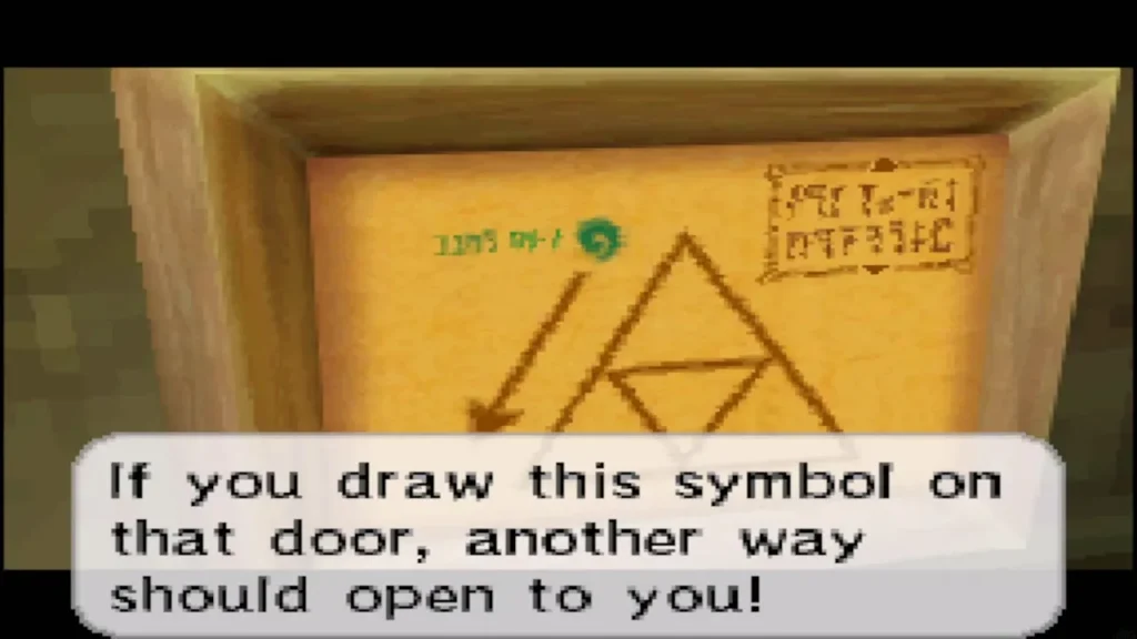 The Triforce symbol picture hanging on Zauz's wall The Triforce symbol picture hanging on Zauz's wall
