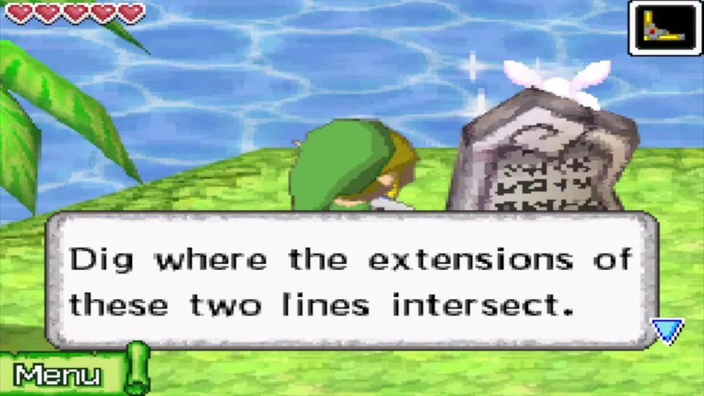 The stone tablet on Zauz's Island says to dig where two lines cross The stone tablet on Zauz's Island says to dig where two lines cross