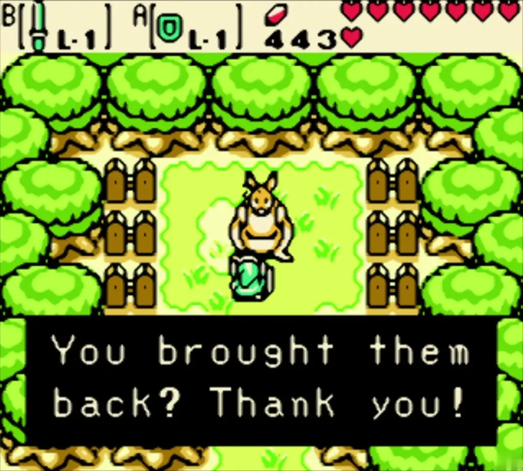 Ricky thanking Link for bringing back his gloves in the clearing Ricky thanking Link for bringing back his gloves in the clearing