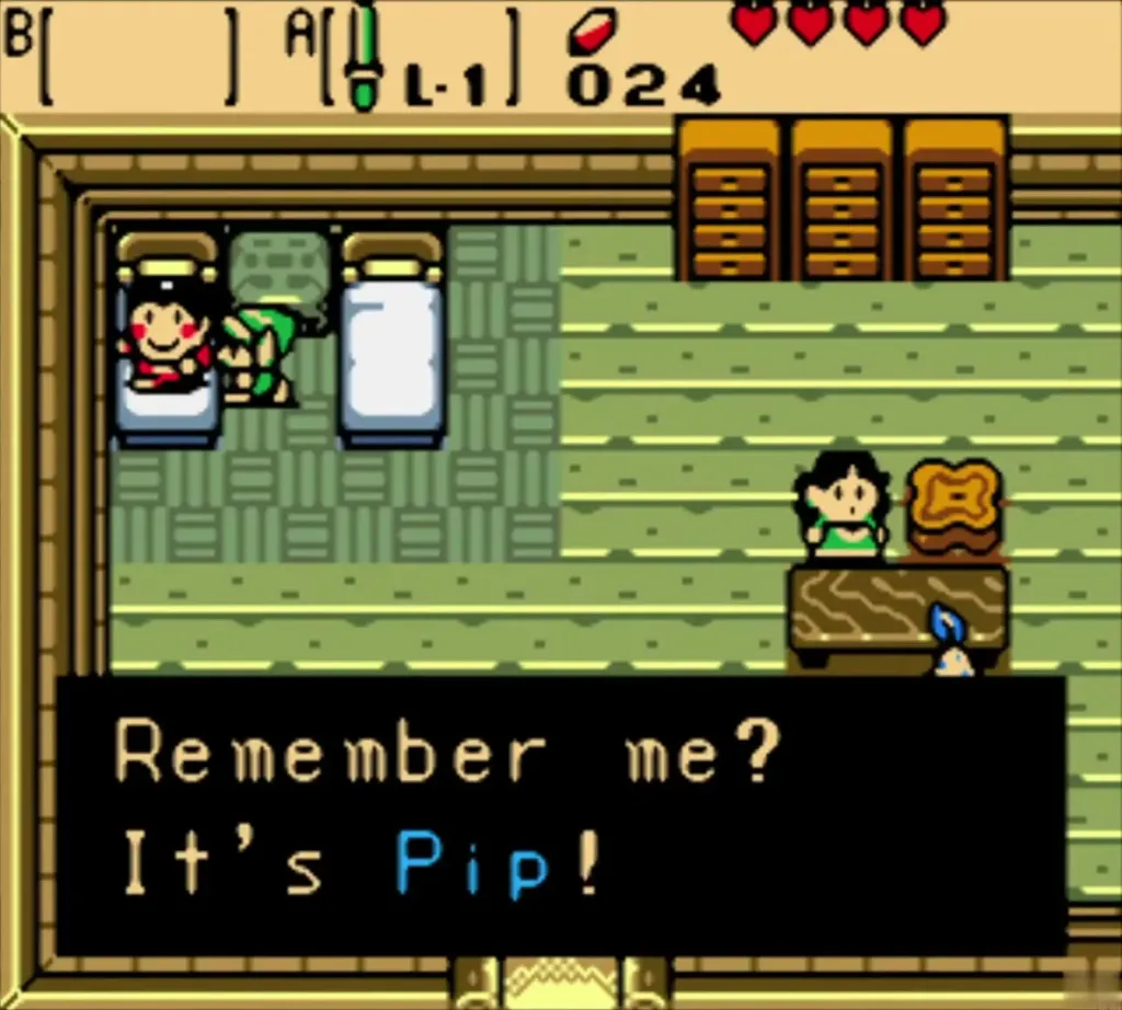 Pip greeting Link from his bed, telling him his name is Pip