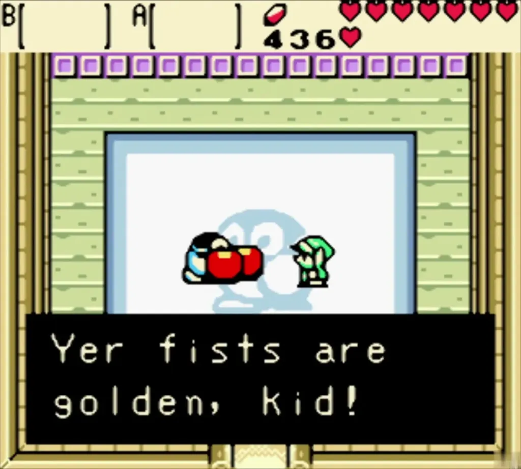 Blaino lying flat on the ring mat telling Link Yer fists are golden, kid!
