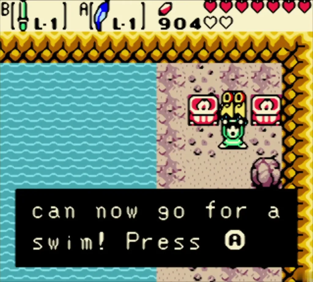 Link in the Master Diver's room as the text says he can now go for a swim